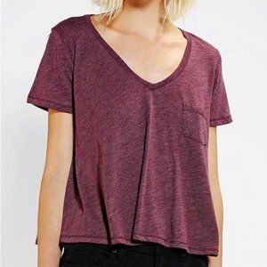 Urban Outfitters BDG Swingy Cropped Maroon Cotton Blend Tee